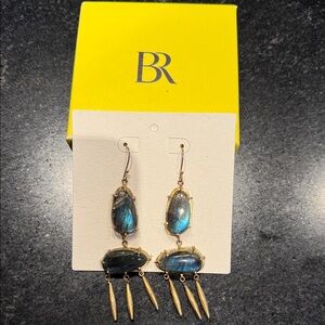 NWT Banana Republic, Areus and Argent, Labradite and Brass earrings.